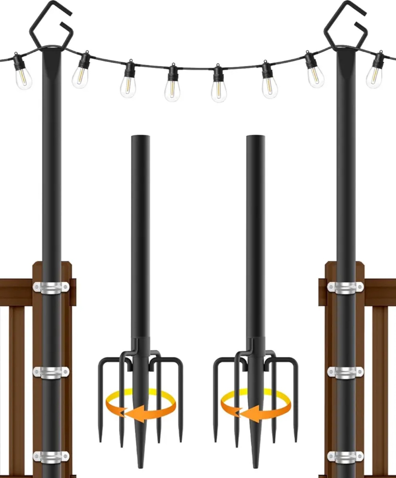 AILBTON 2 Pack 10Ft String Light Poles,Light Poles for Outdoor ((75.00 VALUE))