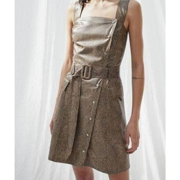 Nanushka Lorena Vegan Leather Snake Print Mini Dress sz Medium
