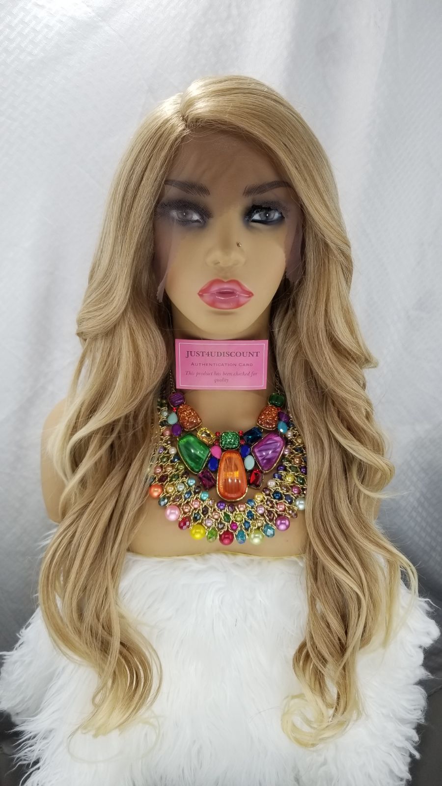 Wavy vanilla blonde balayage lace wig