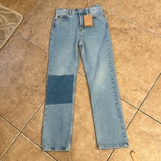 NWT Reformation Cynthia High Rise patch sz 25 Straight Jeans
