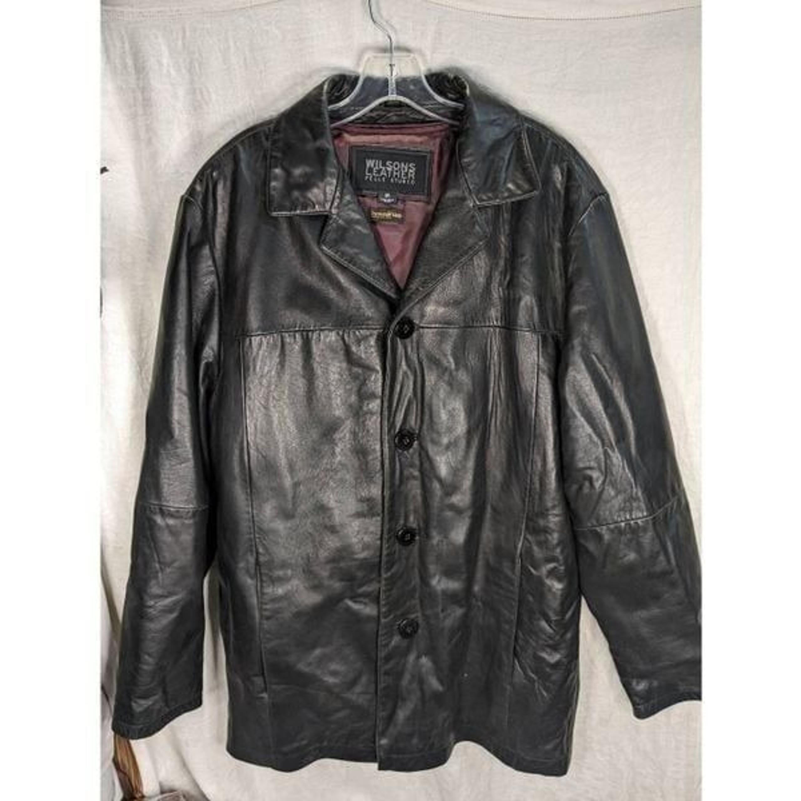 Vintage Wilsons Leather Thinsulate Lined Leather Longline Jacket M Cell Phone Po