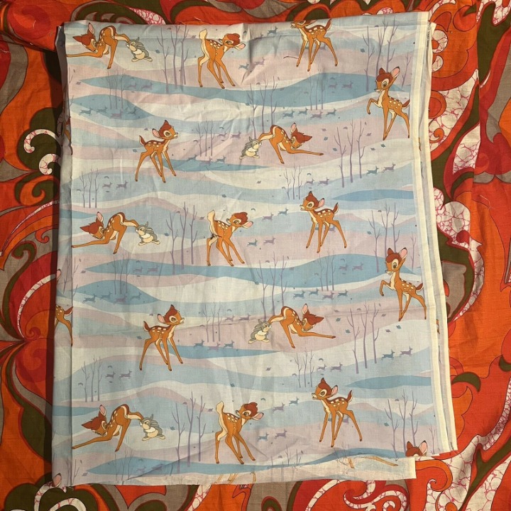 Vintage Disney Fabric Bambi & Thumper 3 Yards 110 x 45 Bambi #5966 Pastel
