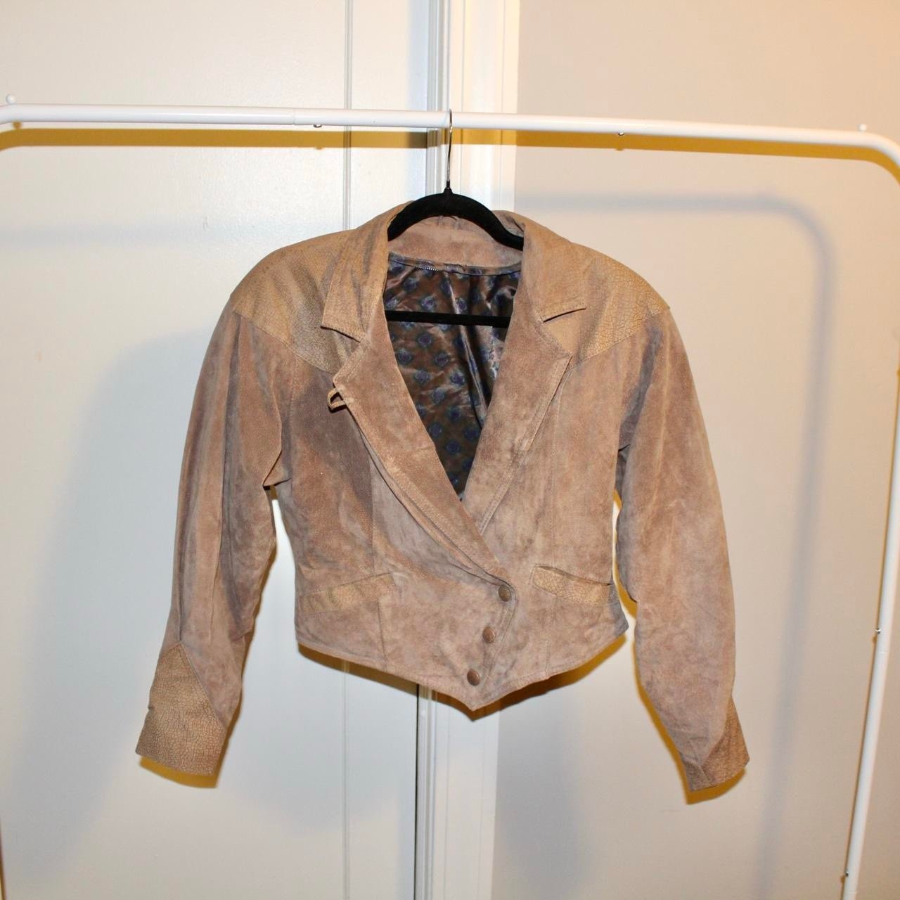Vintage 80s Berman’s leather suede cropped bomber jacket vest Leather and suede.
