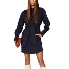 Marissa Webb Tunic Shirt Dress Women's Size 12 Blue Twill Button Front Western
