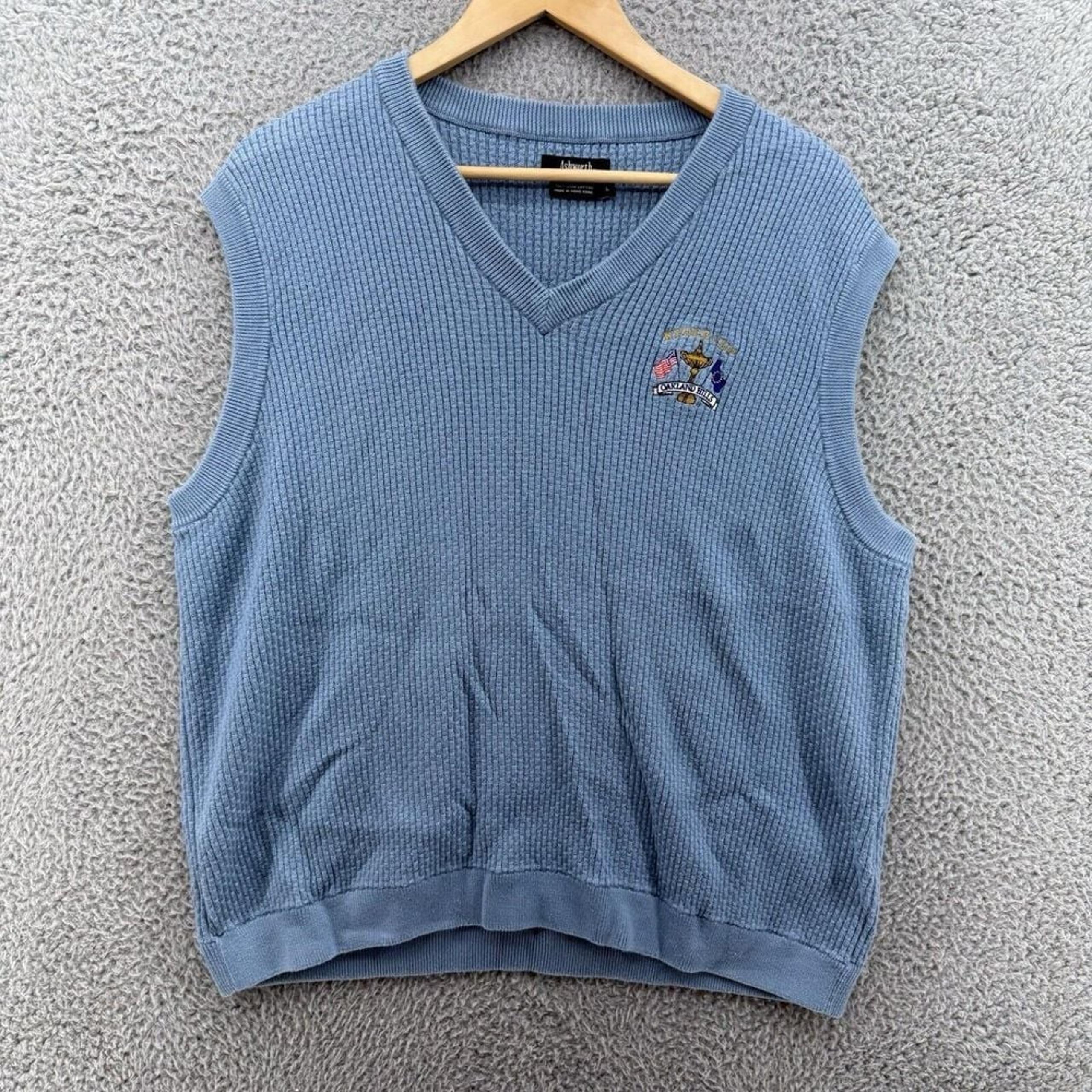 VTG Asworth Oakland Hills Ryder Cup Pullover Sleeveless Sweater Vest Mens L Blue