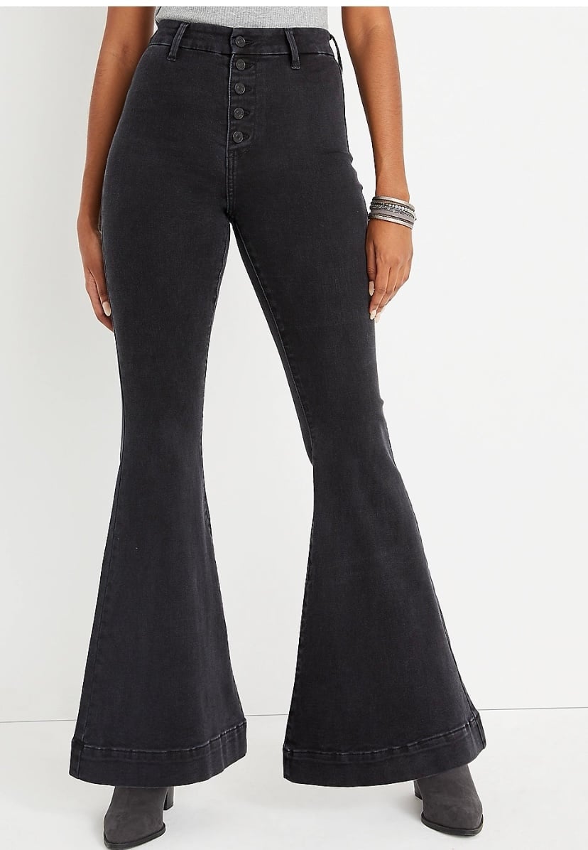 NWOT KanCan™ Black Flare High Rise Button Fly Jean