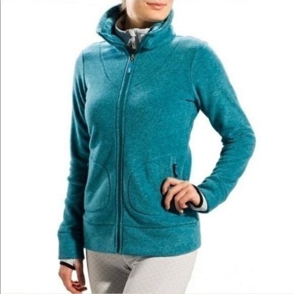 Lole Tradition Cardigan Full Zip Teal Black Marl