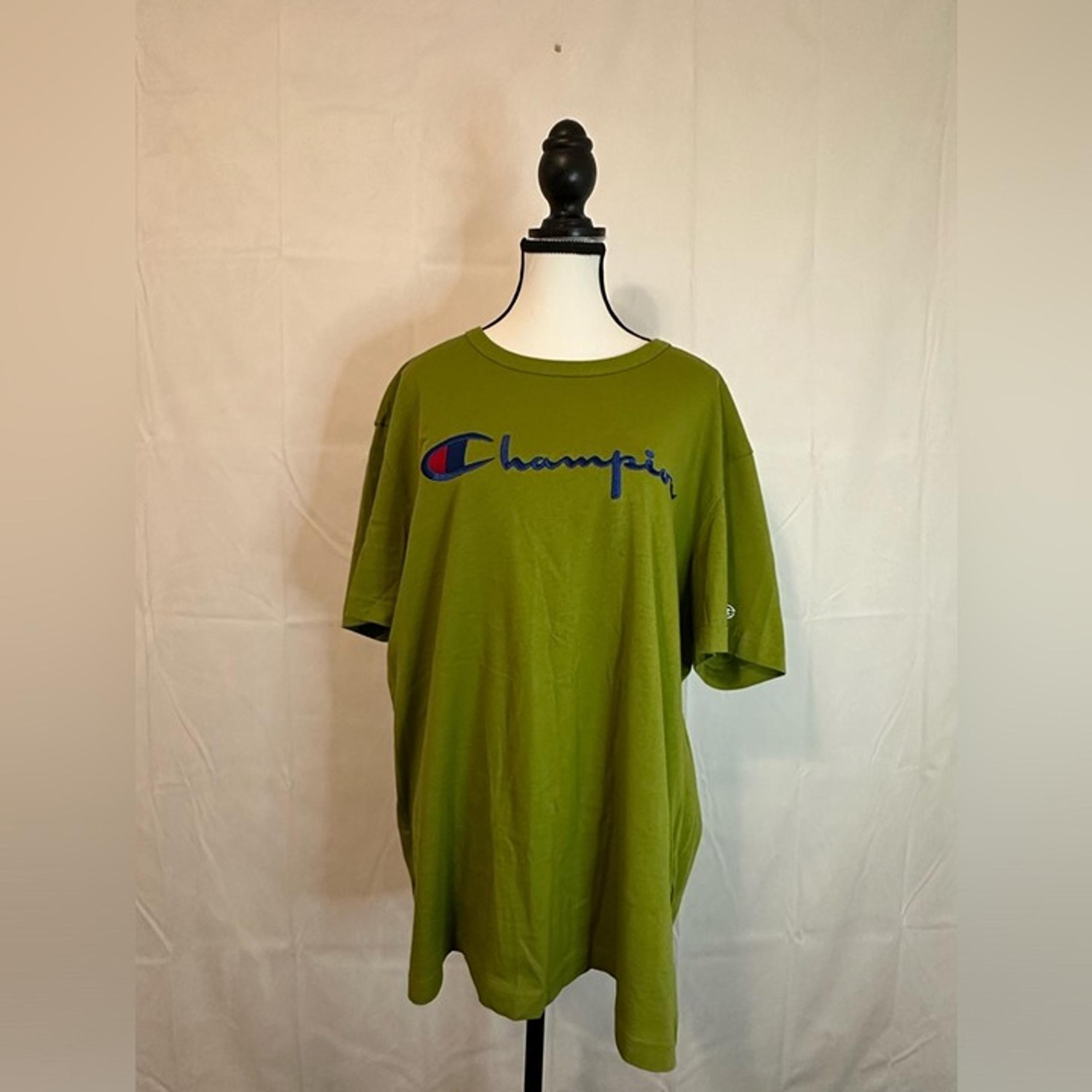 Champion Men's Solid Olive Green 100% Cotton Tee Shirt - Size XL