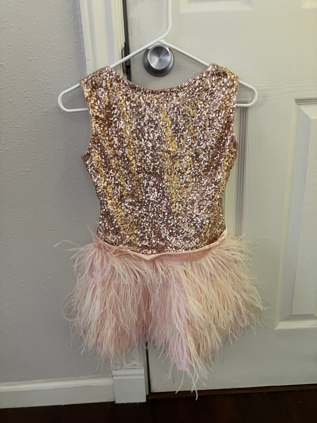 Tenth House Dancer Costume Pink Sequin Feather Dress