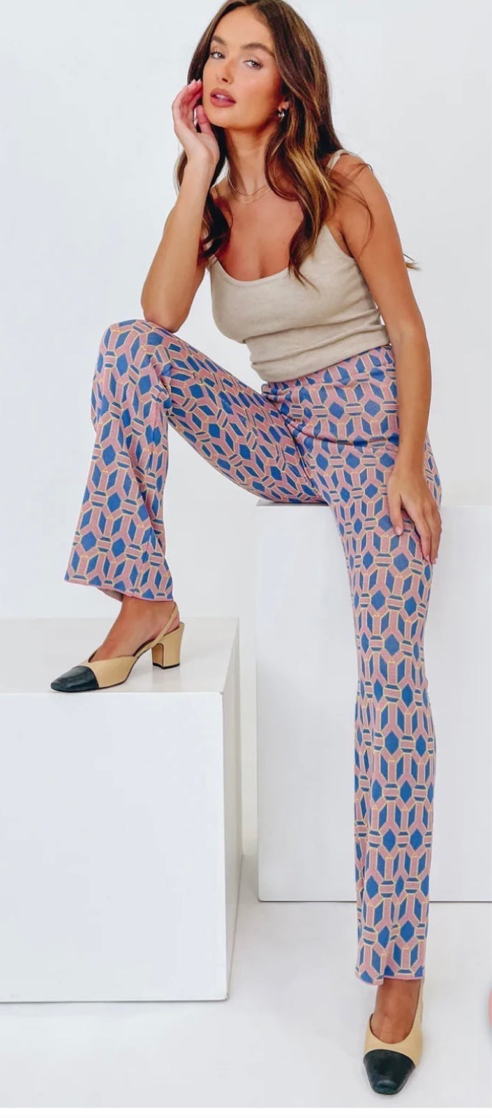 ZARA | Flared Abstract Sweater Pants | NWT