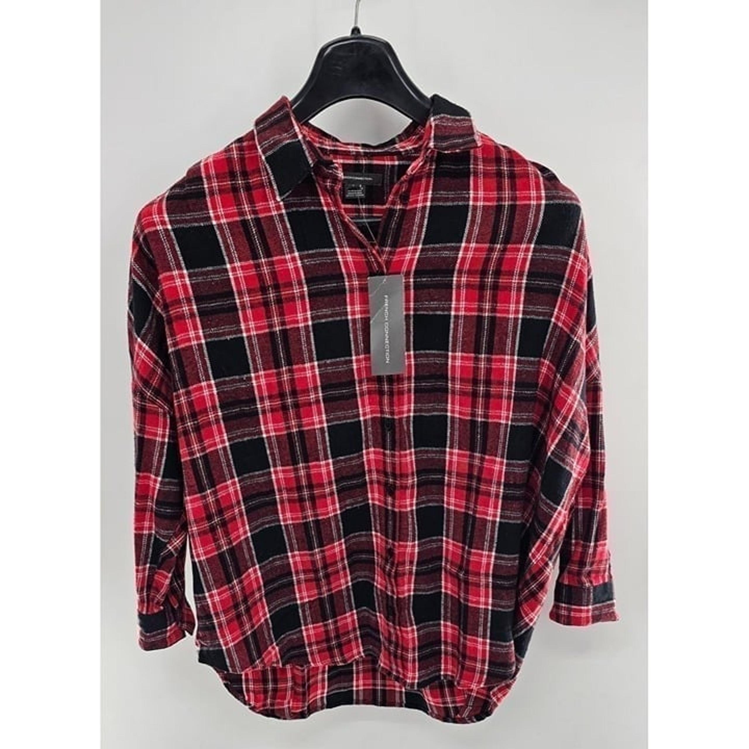NEW!!! French Connection Men's Flannel Plaid Shirt Size Large