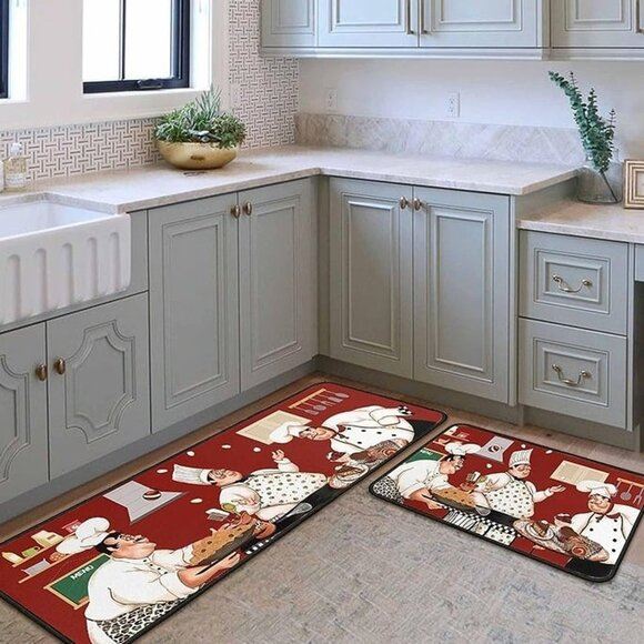 NEW Chef Kitchen Rugs and Mats Non-Slip, Washable, Stain and Fade Resistant