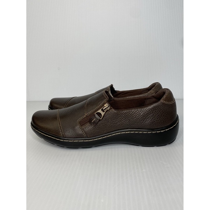 Clarks Cora Harbor Shoes Loafers Comfort Brown Leather Women's Size 10 Slip-On
