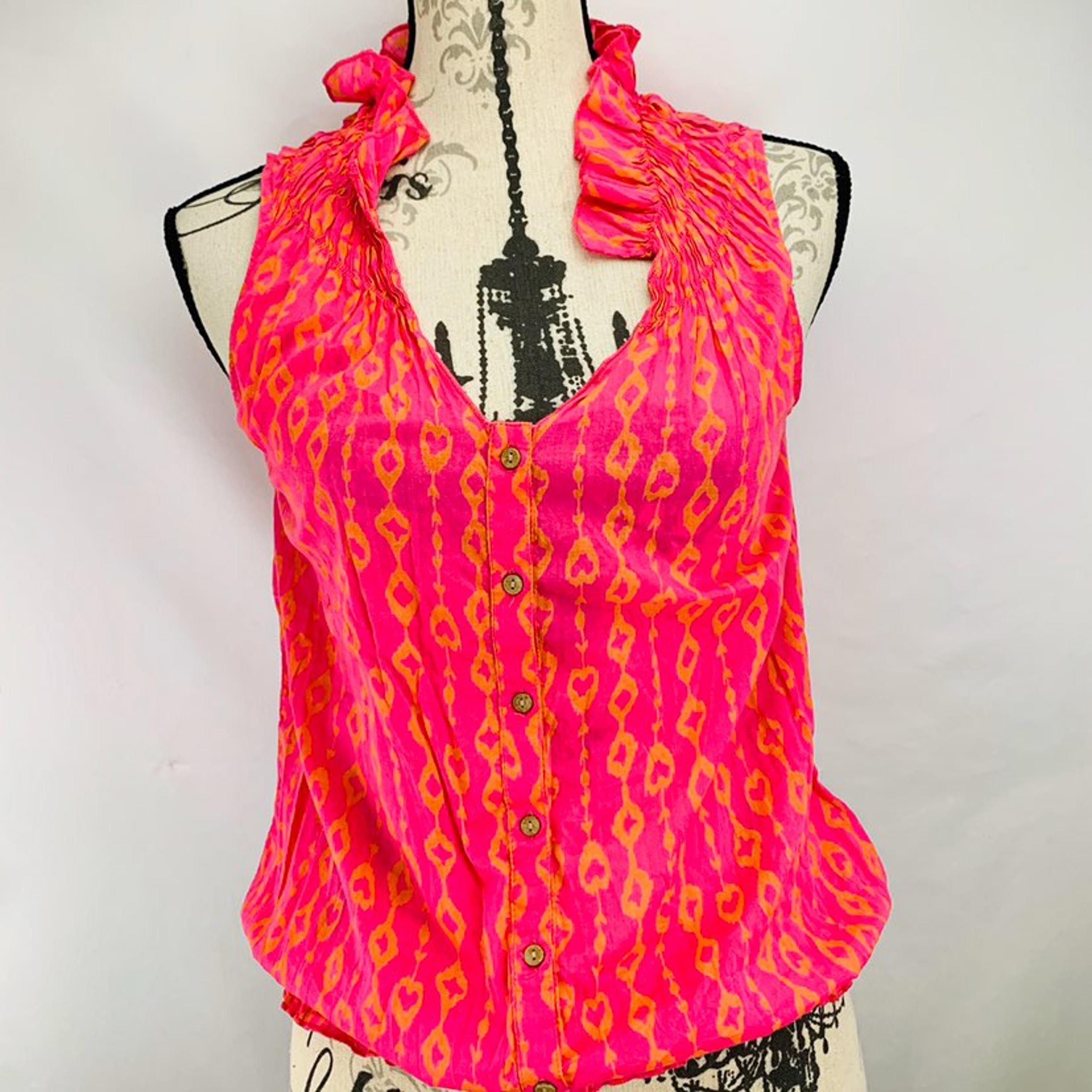 Gap Button Up Pink Sleeveless Top SM