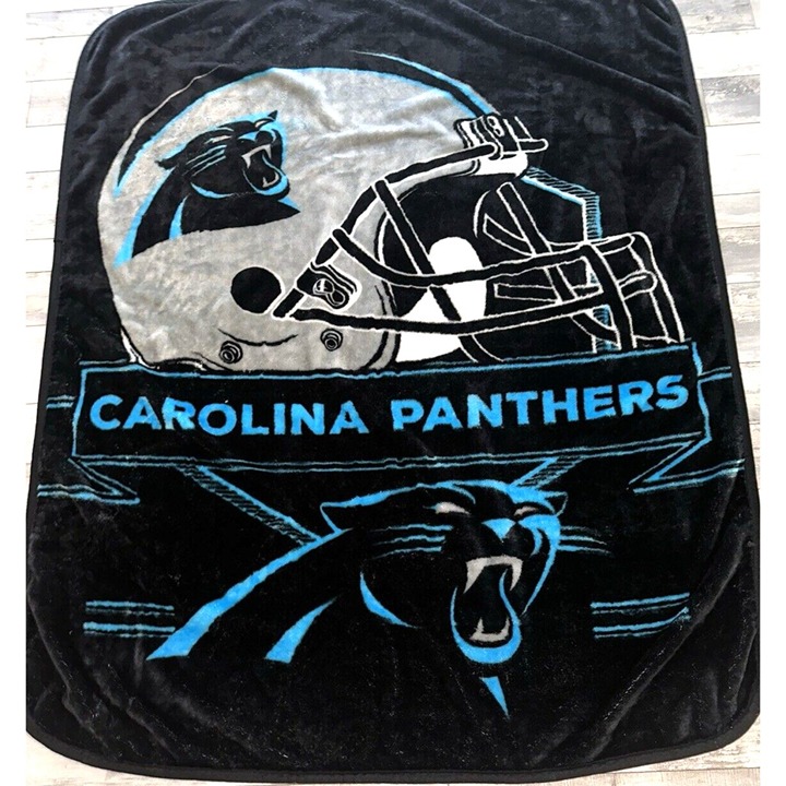 vintage Carolina Panthers NFL 60 x 80 Plush Throw Blanket Soft Warm black usa