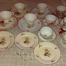 Fine China Lot (23) Items Hand painted, Gold Leaf Trim! Exceptional Pieces!!