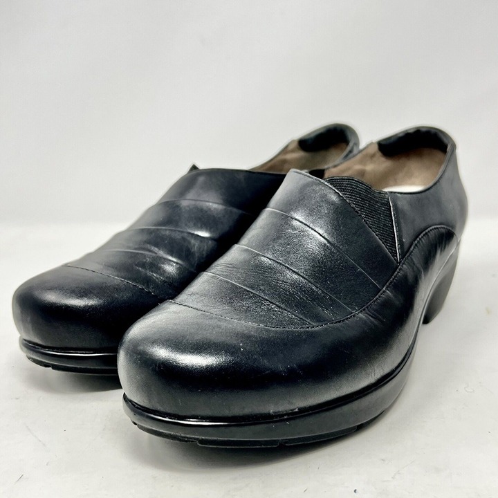 Abeo Womens 6565 Black Pleated Top Slip On Comfort Shoes 3D Insert Size 9 VGC