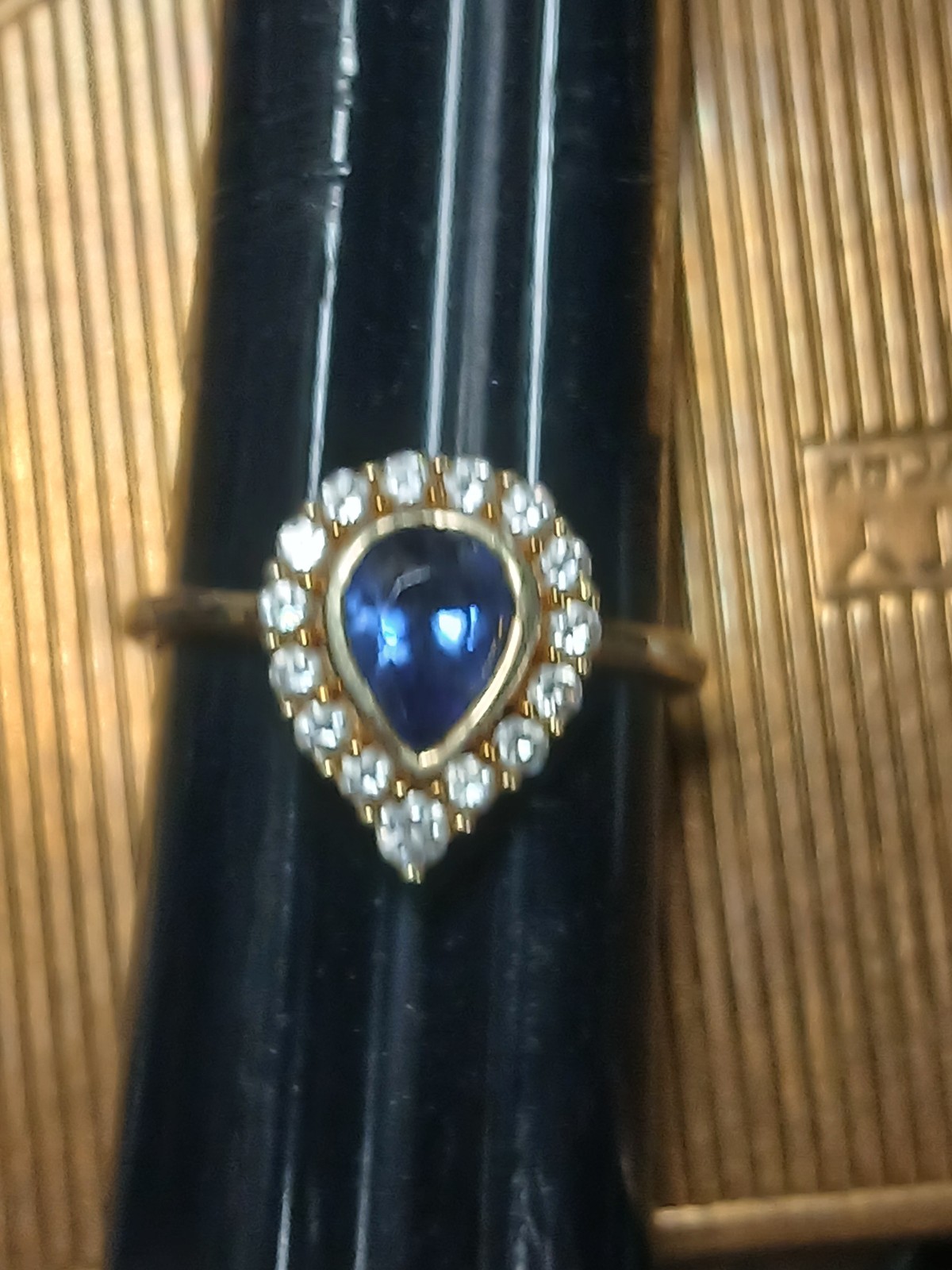 sterling silver sapphire and Crystal ring