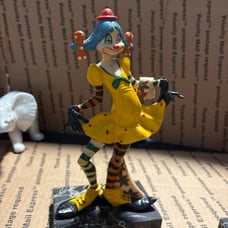 Vintage Fontanini Clown Girl Figure #944 Depose Italy Yellow Dress Spider Mark