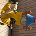 Vintage Fontanini Clown Girl Figure #944 Depose Italy Yellow Dress Spider Mark