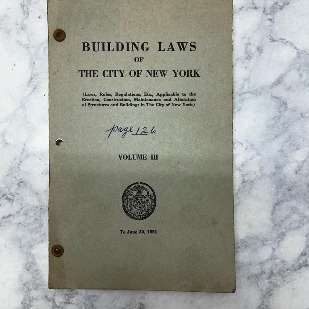 Building laws city of New York vintage ephemera volume 111 Bernard gillroy 1951