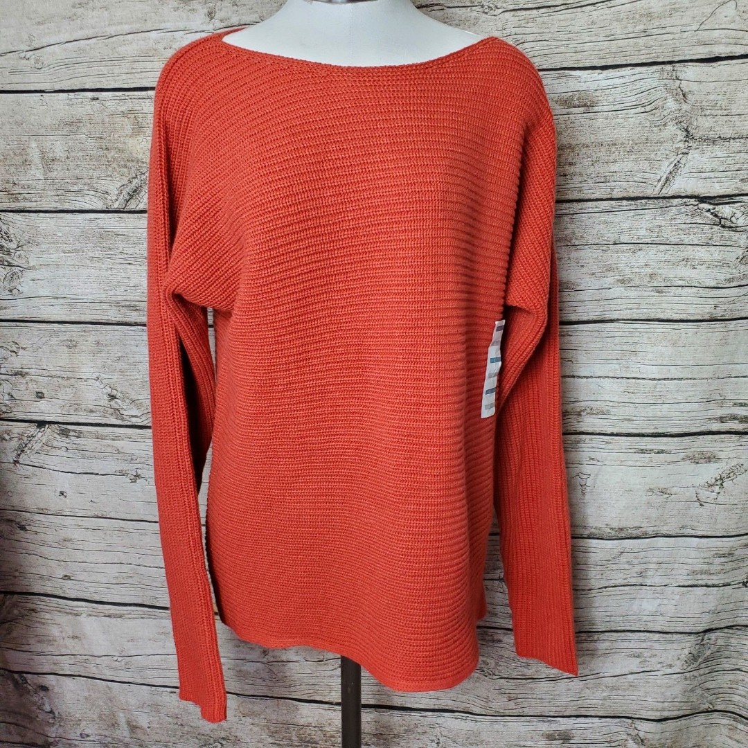 Old Navy Blood Orange Sweater Boat Neck Cotton Blend Pullover Size Large NWT