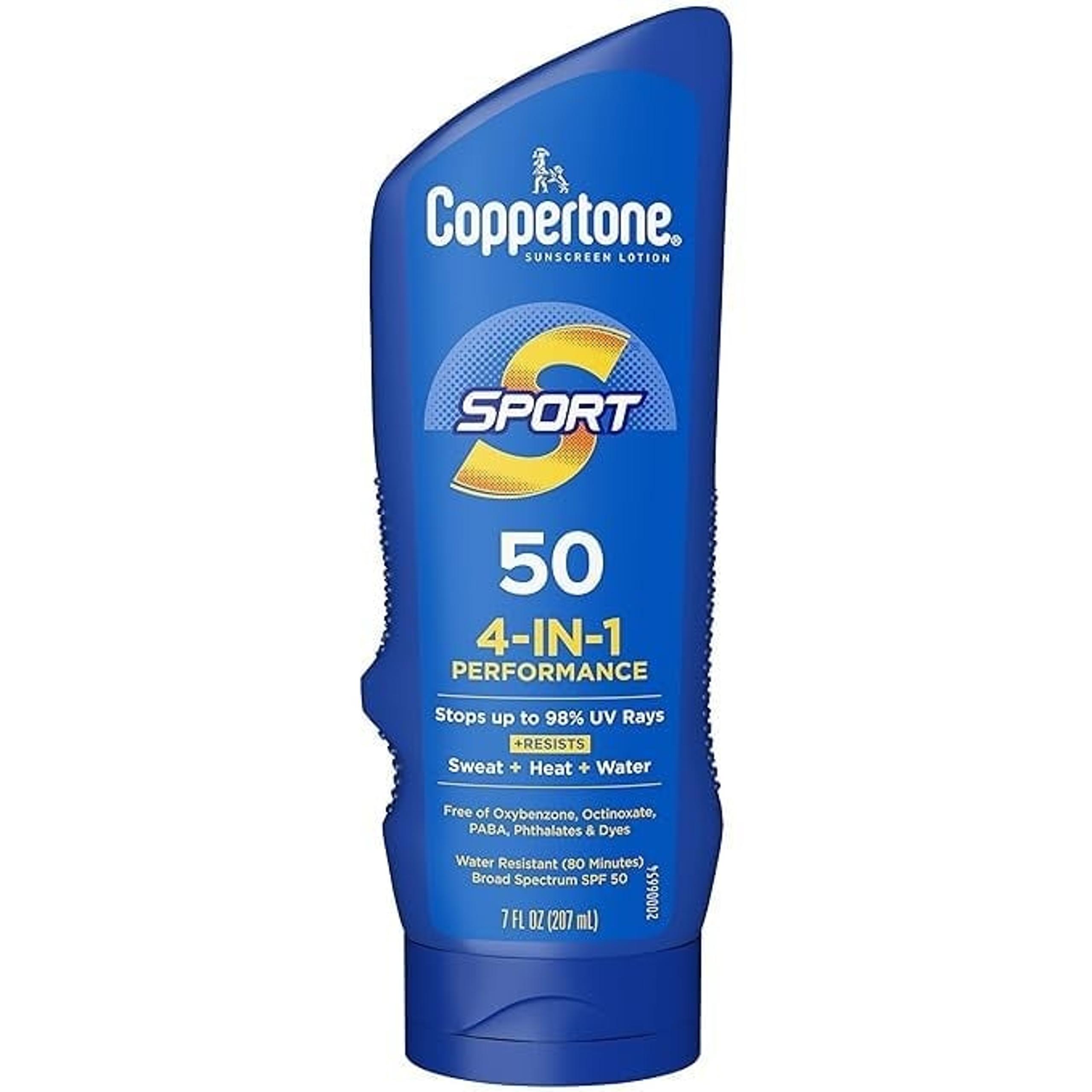 Coppertone SPORT Sunscreen SPF 50 Lotion, Water Resistant Sunscreen, B