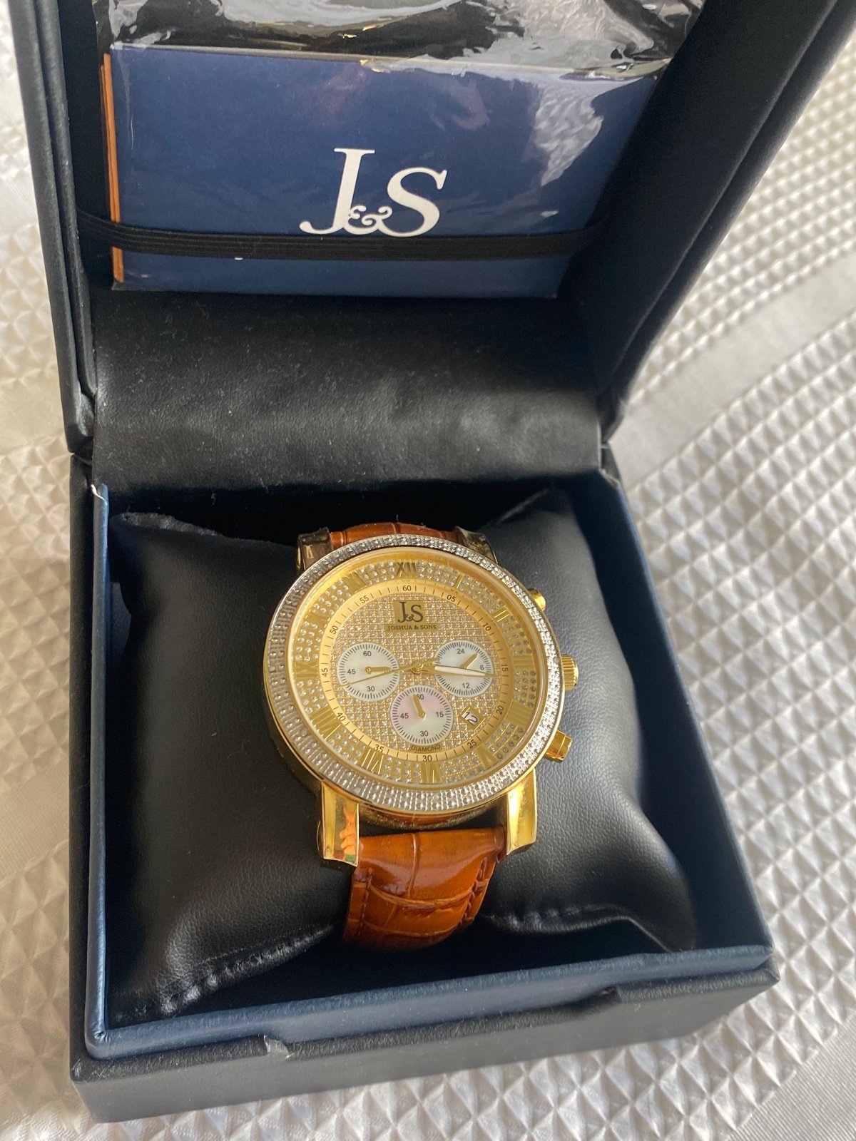 Imperial Full Pave Dial Beaded Bezel Leather JS