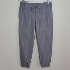Prana Gray with White Stripes Linen/Cotton Blend Joggers Size 2
