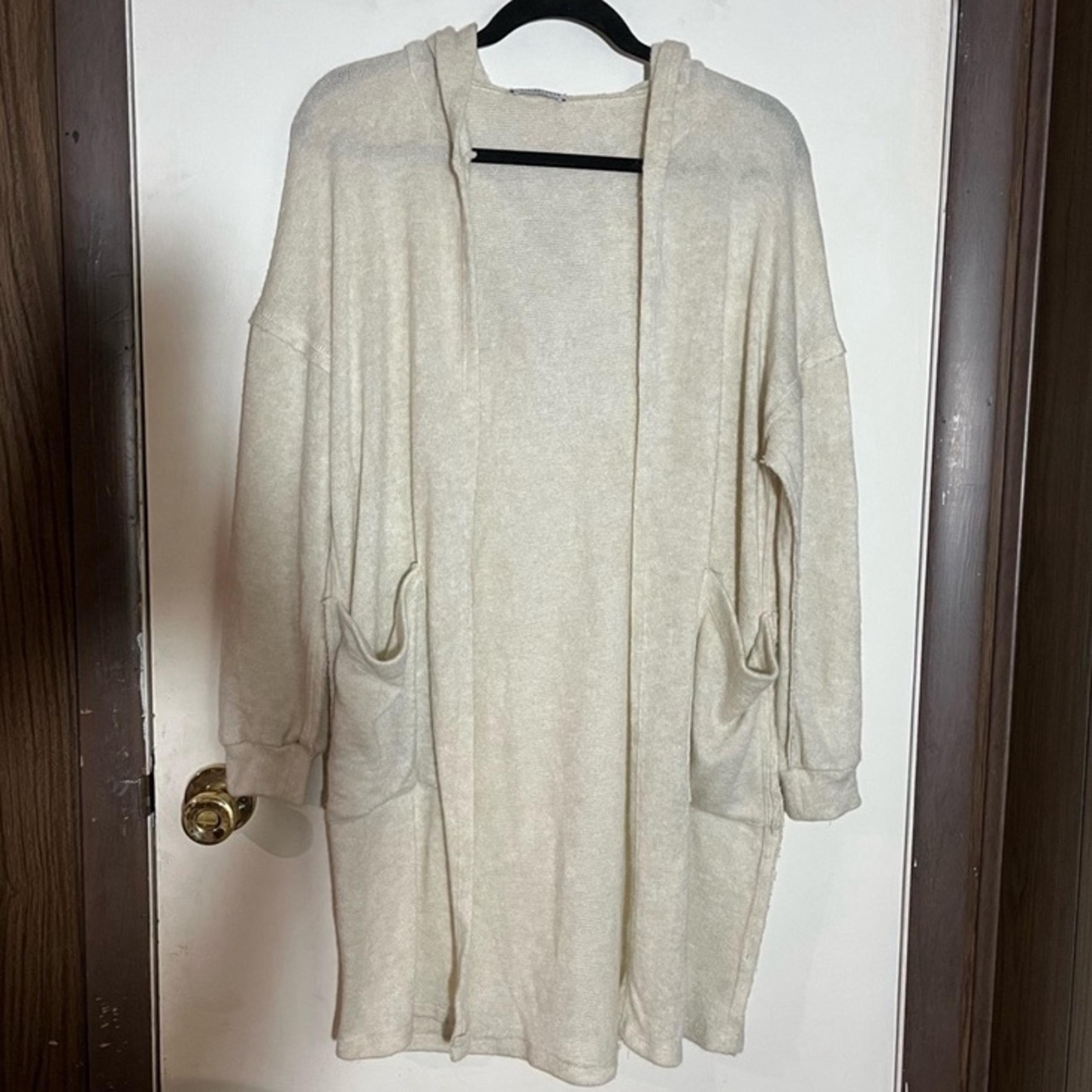 Fashion Nova Cardigan Size XS Hooded Long Open Duster Half Sleeve Acrylic Womens