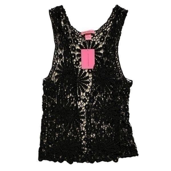 Betsey Johnson Black Floral Lace Vest/Coverup NWT One Size