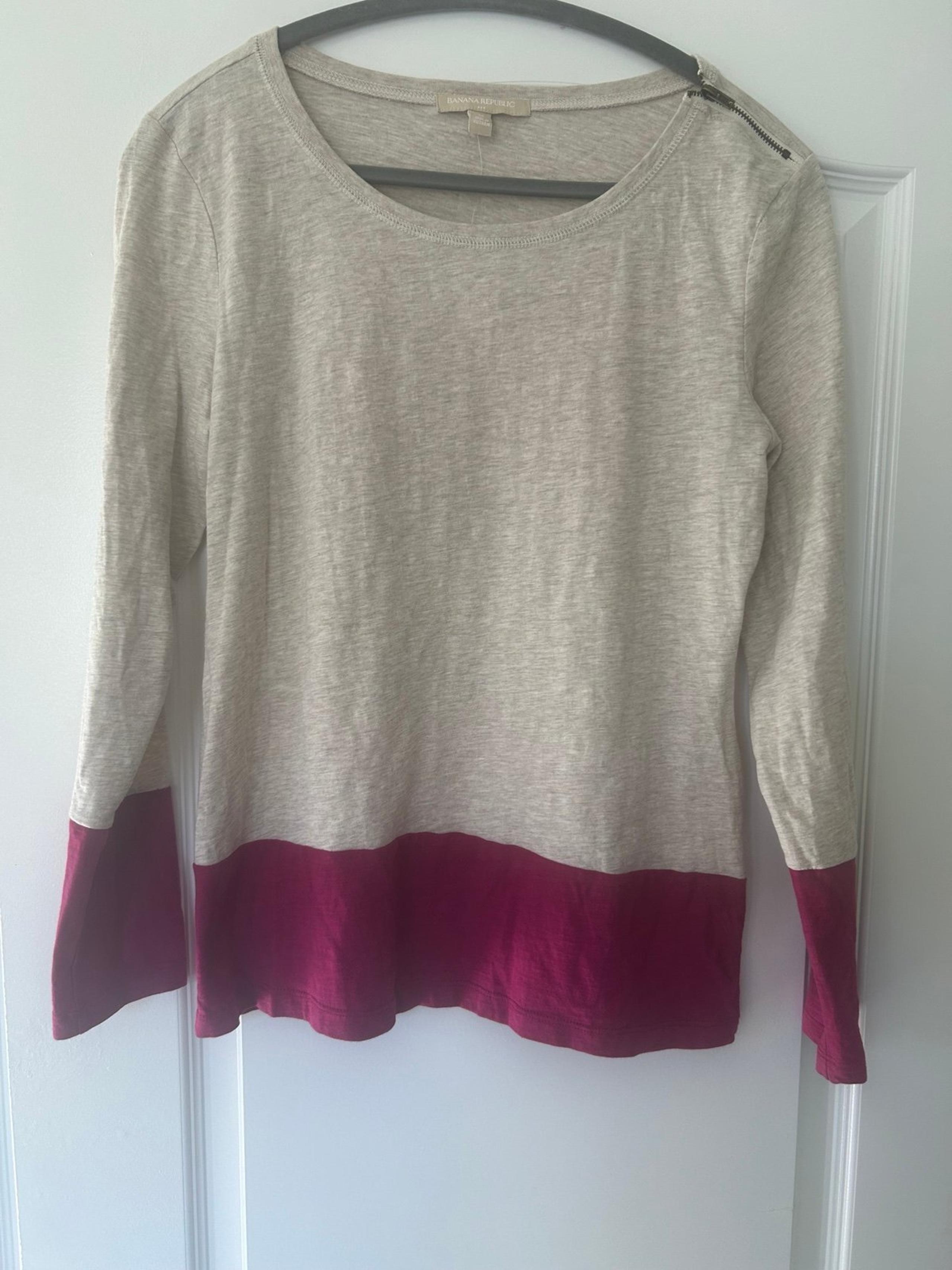 NWT Banana Republic Women’s Shoulder Zip Color Block Long Sleeve Shirt
