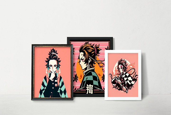 Set 3 Demon Slayer Poster Prints Anime Poster Minimalist Printable Wall Art J