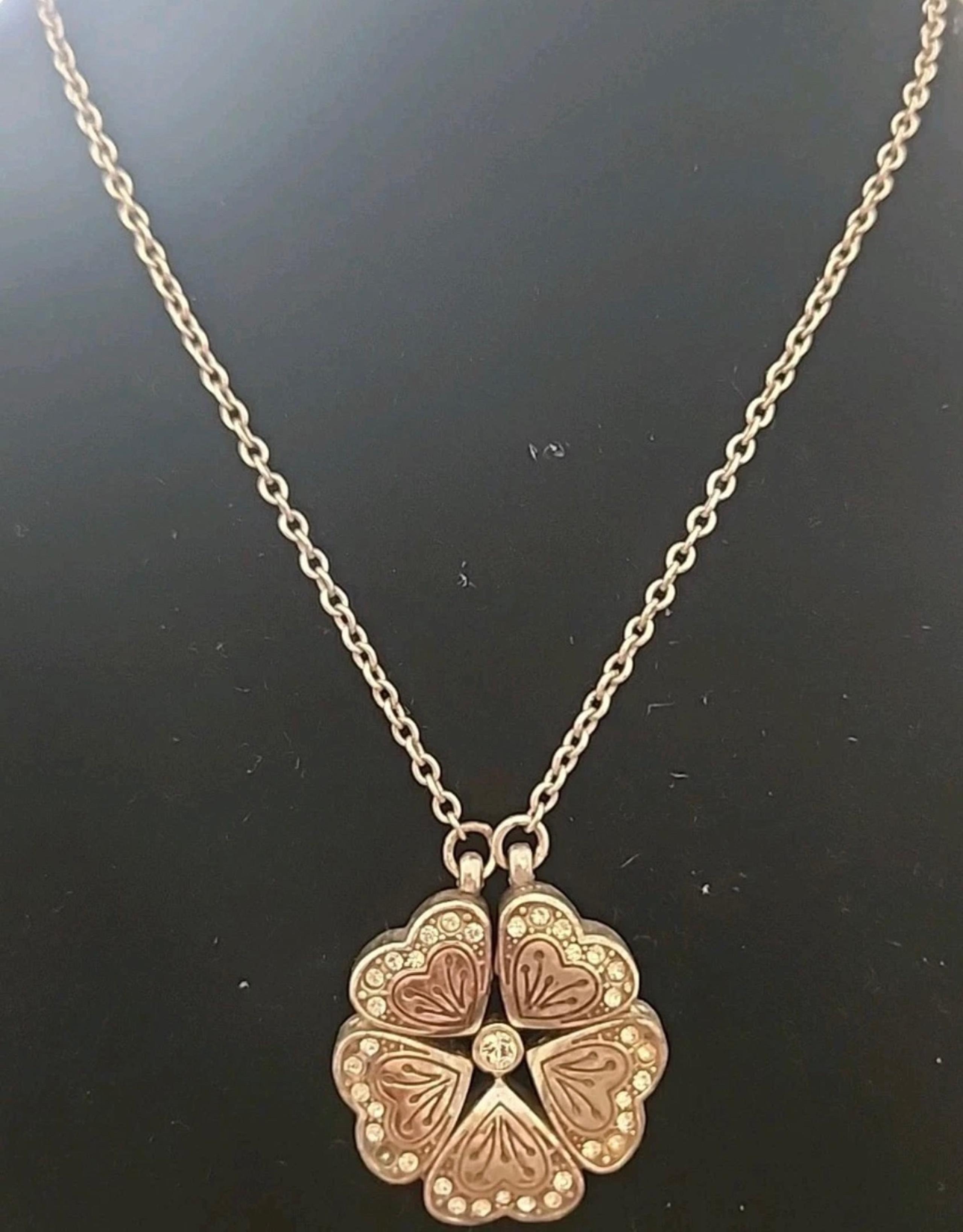 Brighton Silver Blooming Heart Magnetic Convertible Crystal Pendant Necklace Box