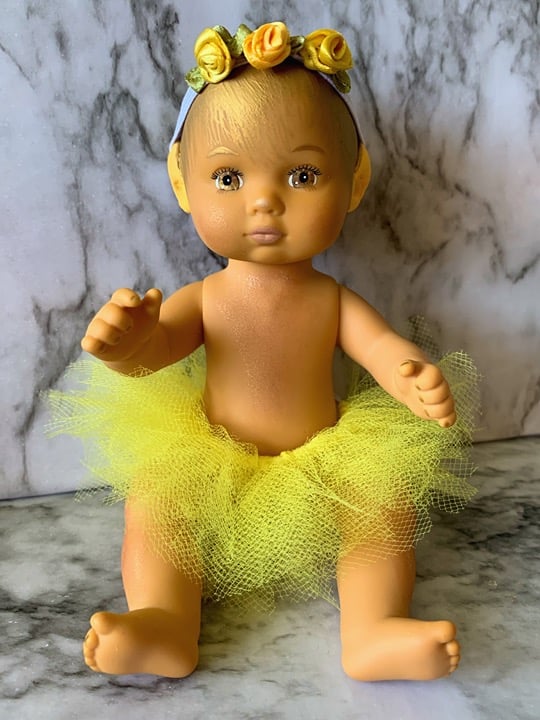 OOAK Custom Dyed Repainted American Girl Caring For Baby Doll, 8 inch mini Rae