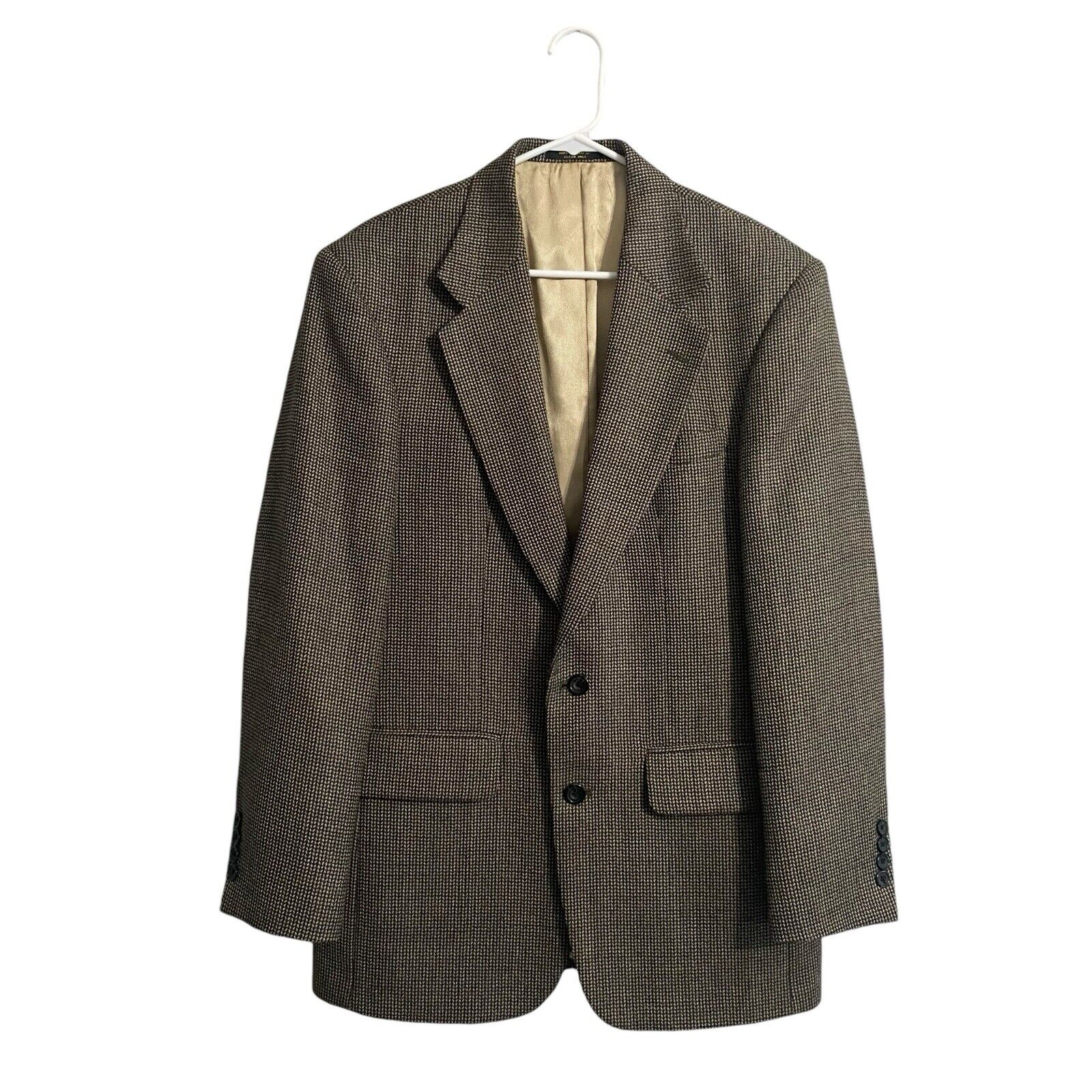 OSCAR DE LA RENTA Brown Wool Sports Coat Herringbone Classic Fit Men’s Size 38R