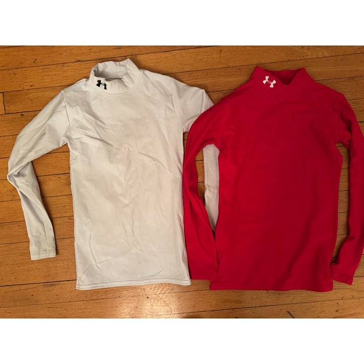 2pc Under Armour Cold Gear Compression Red & White Top Boys YLG