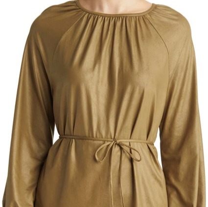Women's NORDSTROM HALOGEN Faux Leather Tie Top Tunic-Olive- Size: Small - NEW