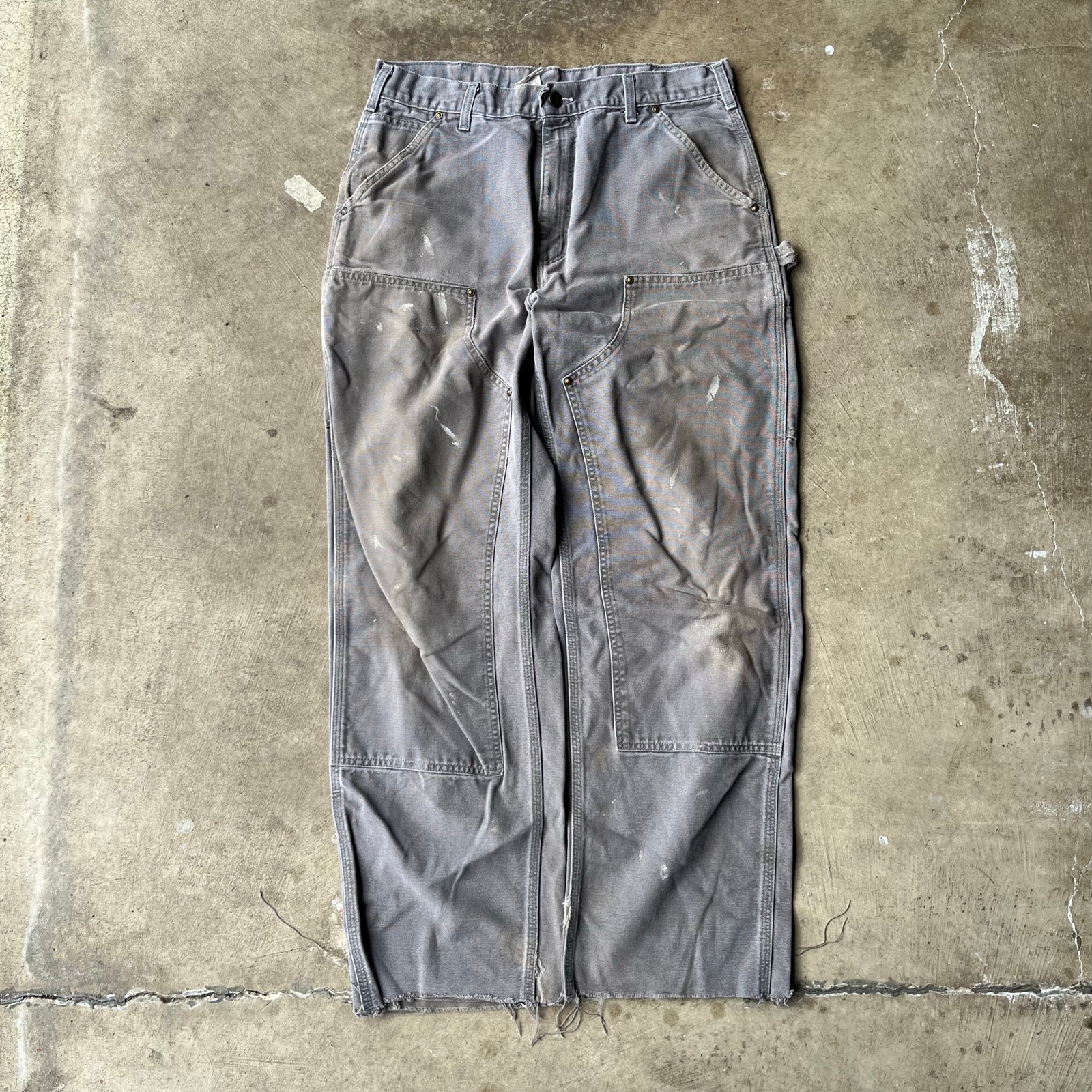 VINTAGE CARHARTT DOUBLE KNEE PANTS OLIVE GRAY CARPENTER 34X34 90S