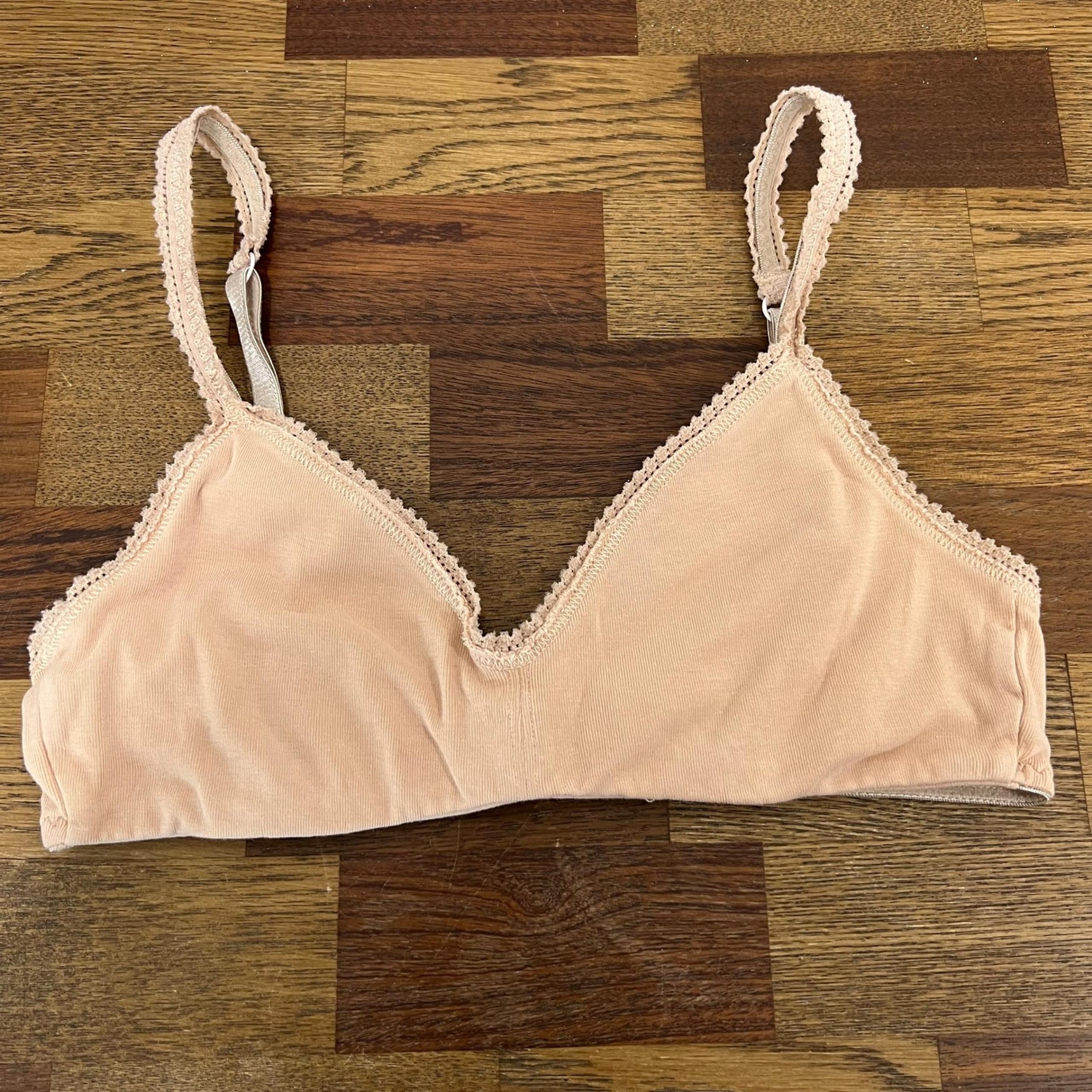 On Gossamer Womens Bralette Bra Medium Nude Eyelet No Wire