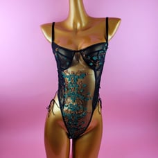 Floral Embroidered Mesh Bodysuit