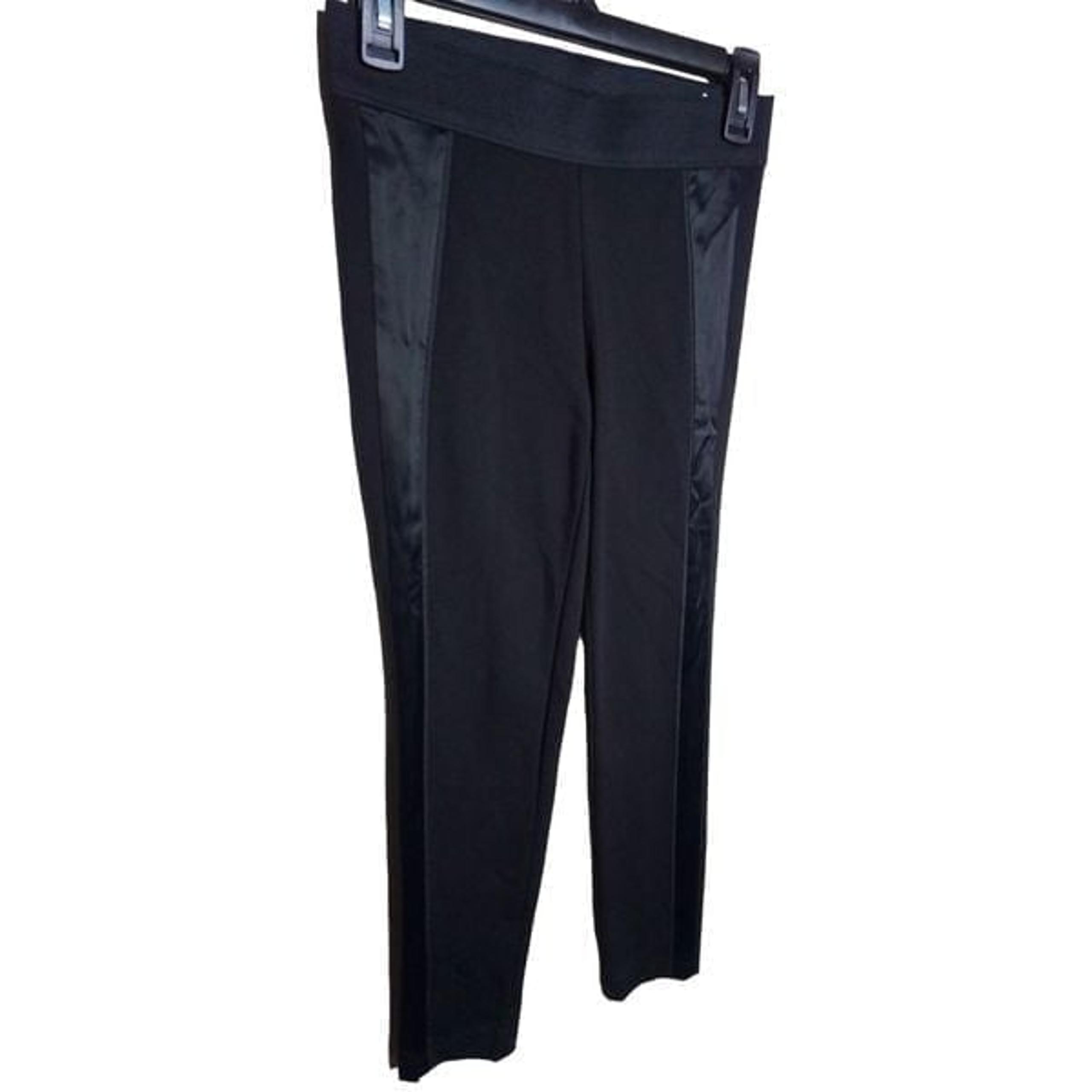 Vince Women's Black Side Stripe Satin Panel Sz XS Skinny Leggings Dress Pants