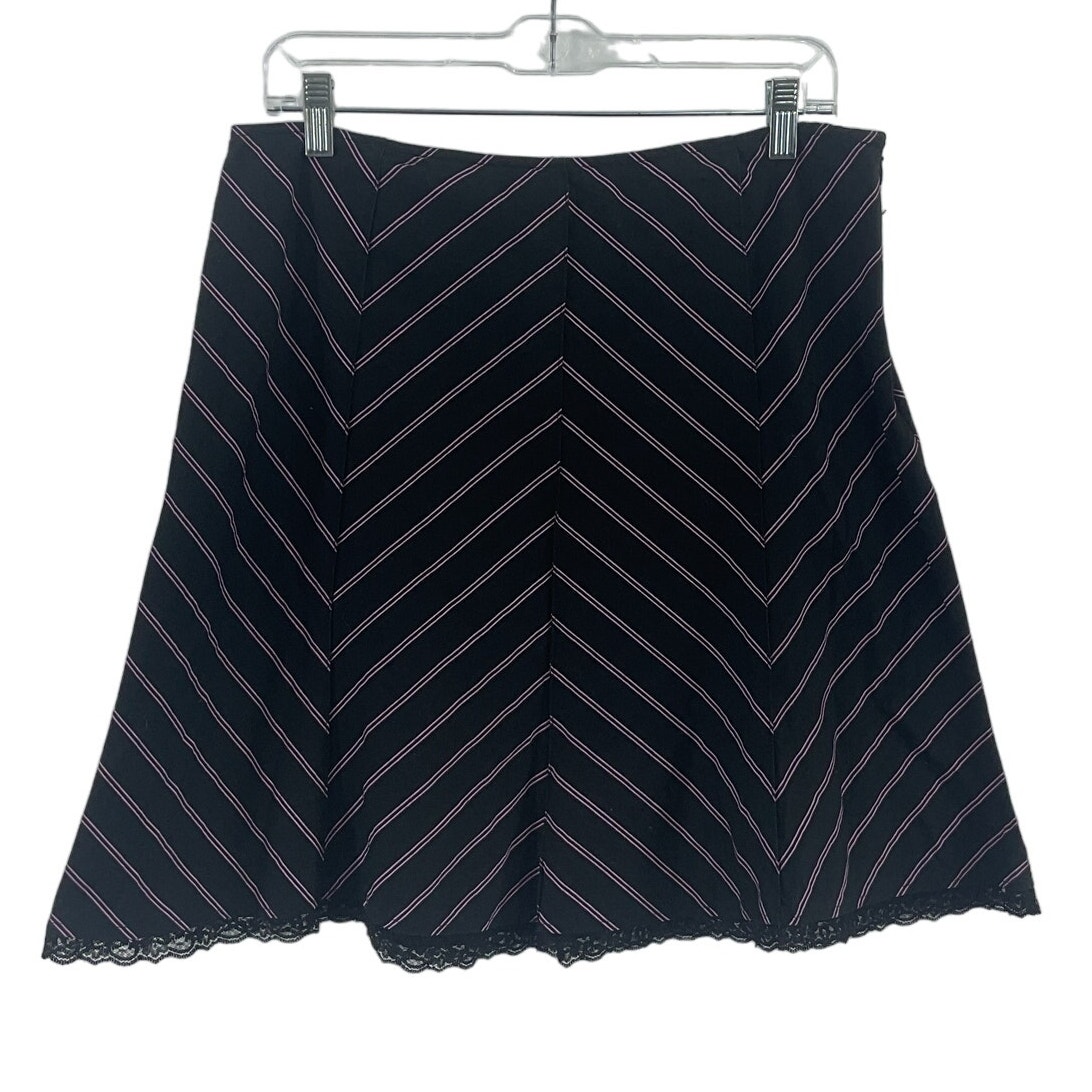 Y2K Tracy Evans Black A-Line Pink Striped Skirt, Womens, Cotton, Size 13 Juniors
