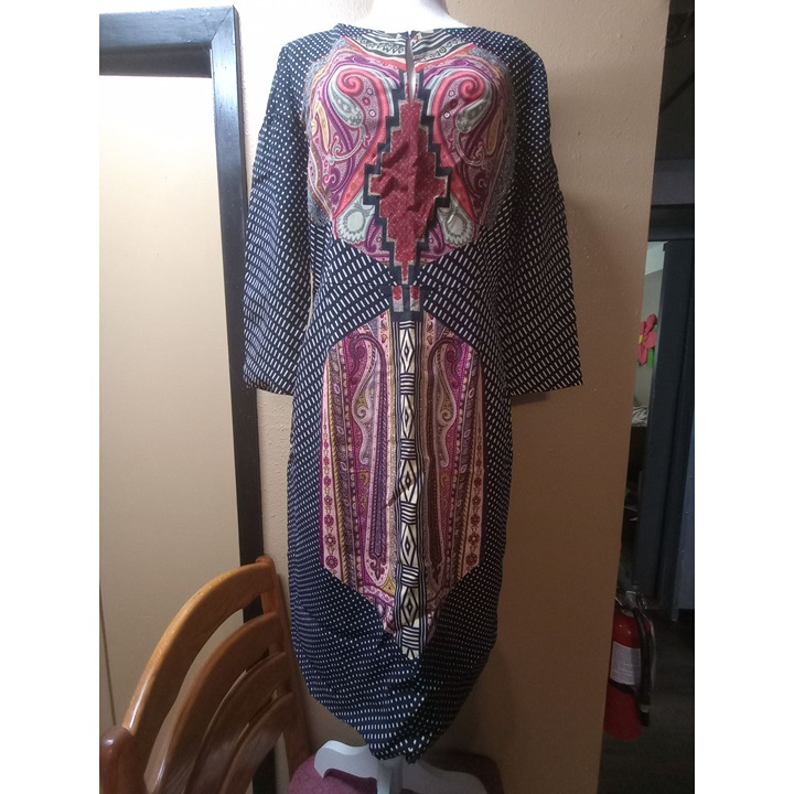 Italian vintage made etro spa fully lined midi geometrical dress women's medium