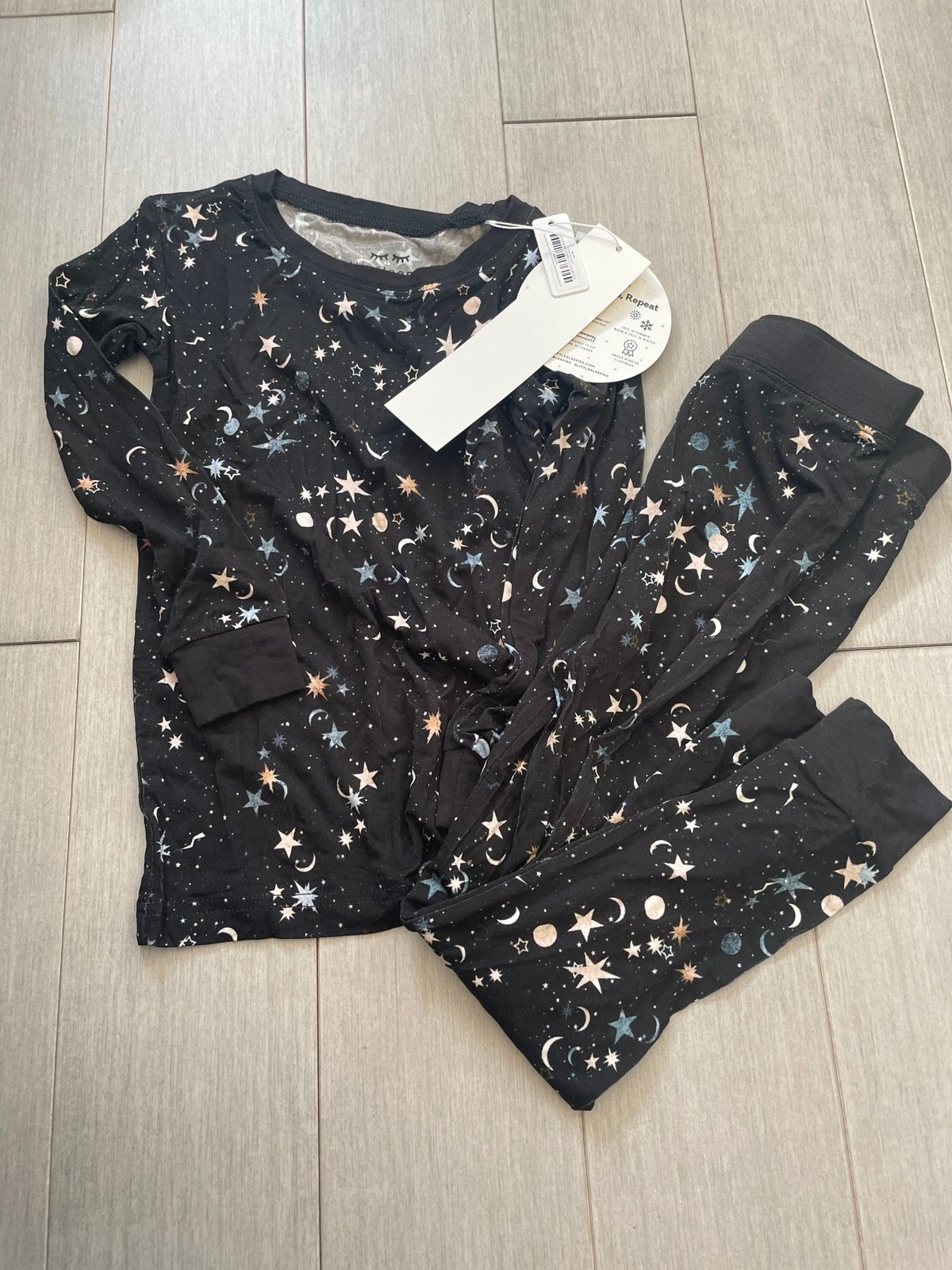 NWT little sleepies black counting stars crescent 3T