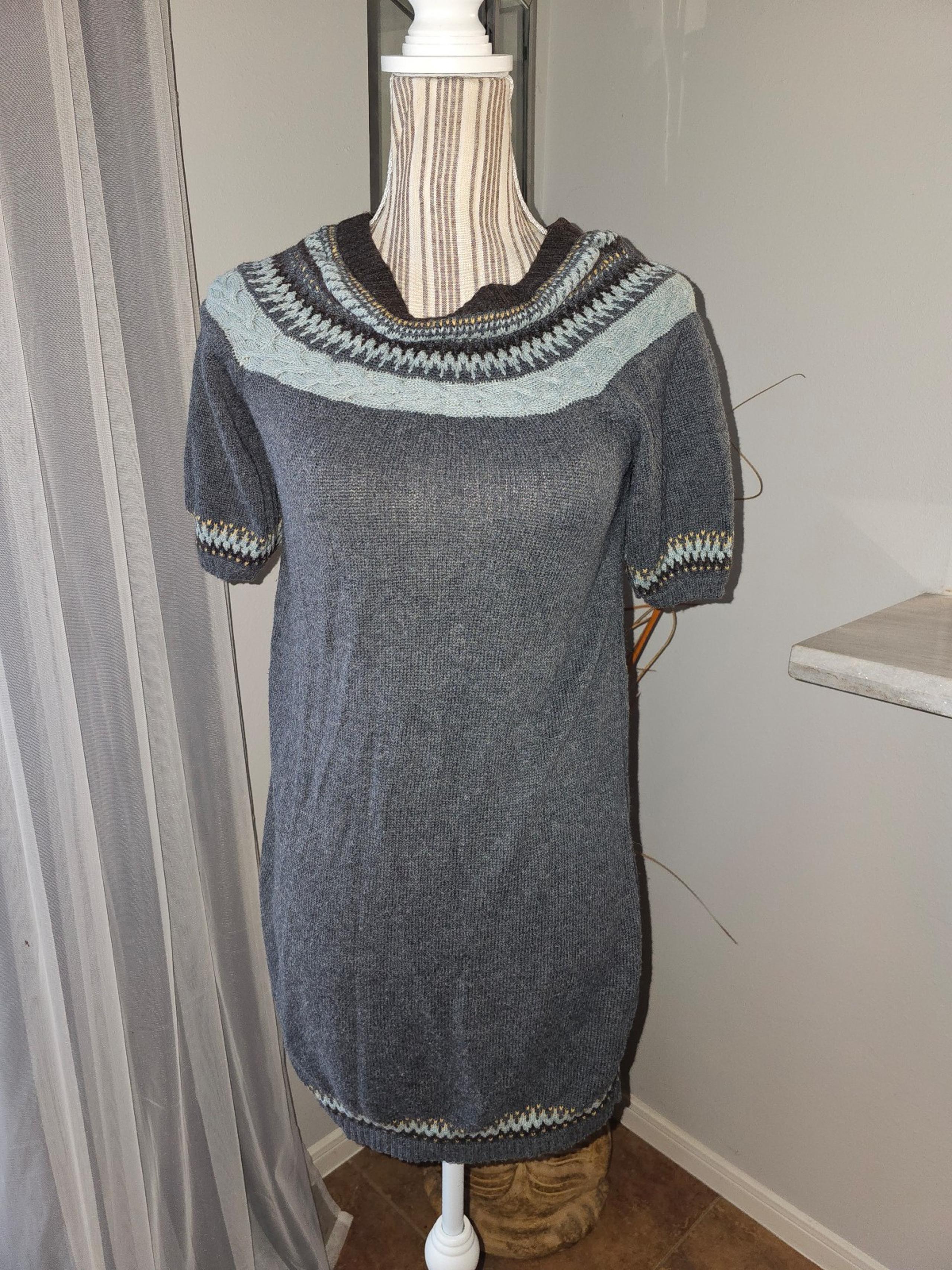 BCBG  Fair Isle Giraline Sweater Dress Wool Blend Size M NEW