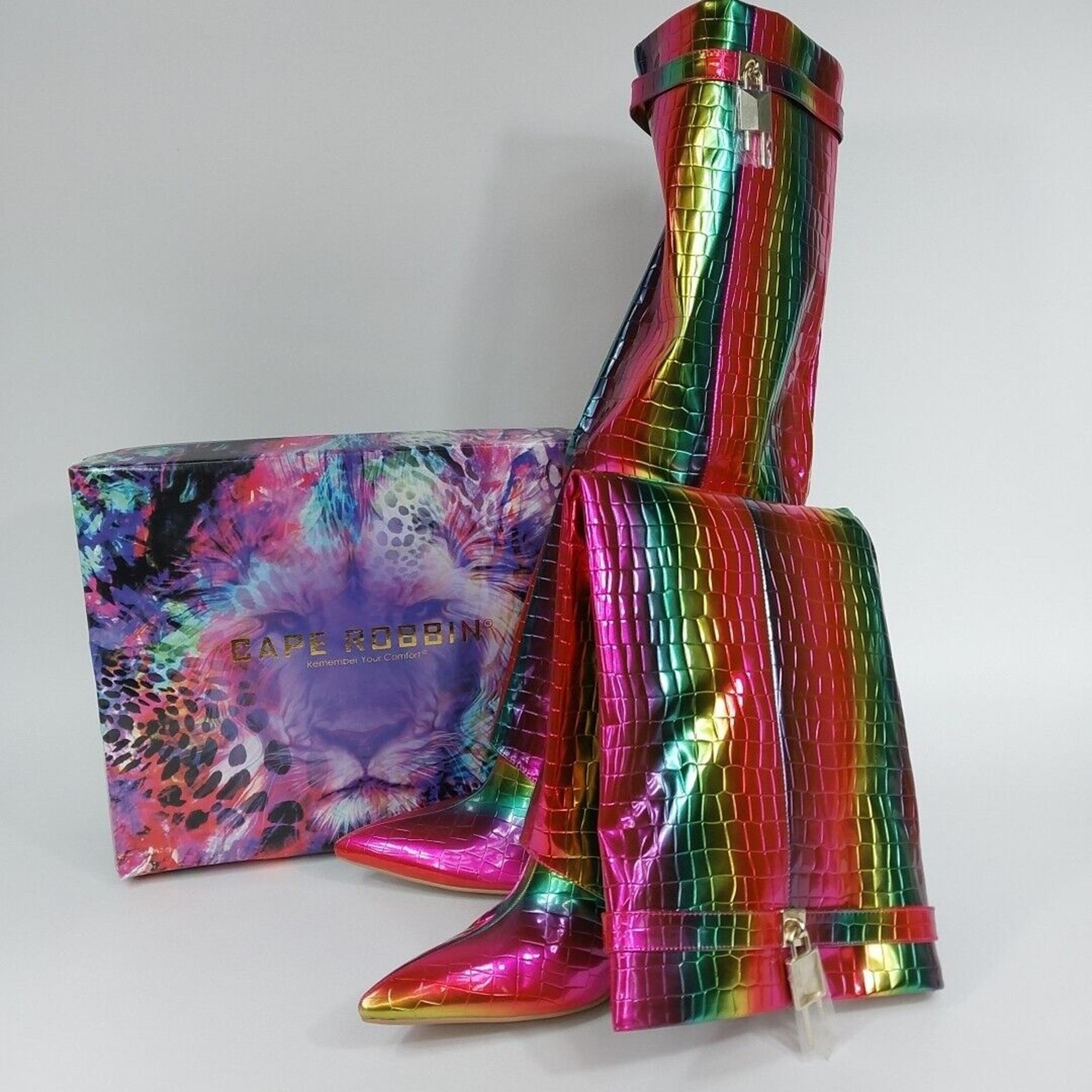 Women's Cape Robbin Wheein Boots Rainbow Size 11
