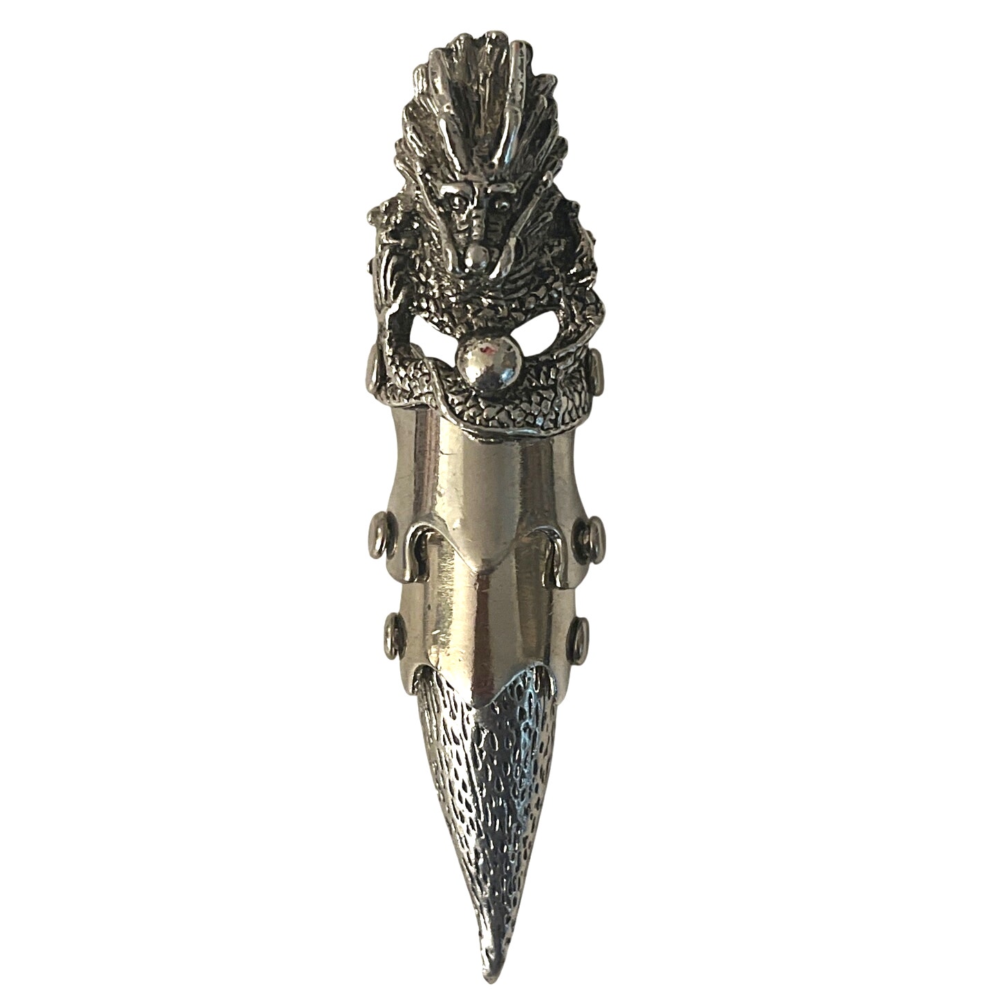 Armor Ring - Articulated - Goth - Size 8.5 - Silver Tone