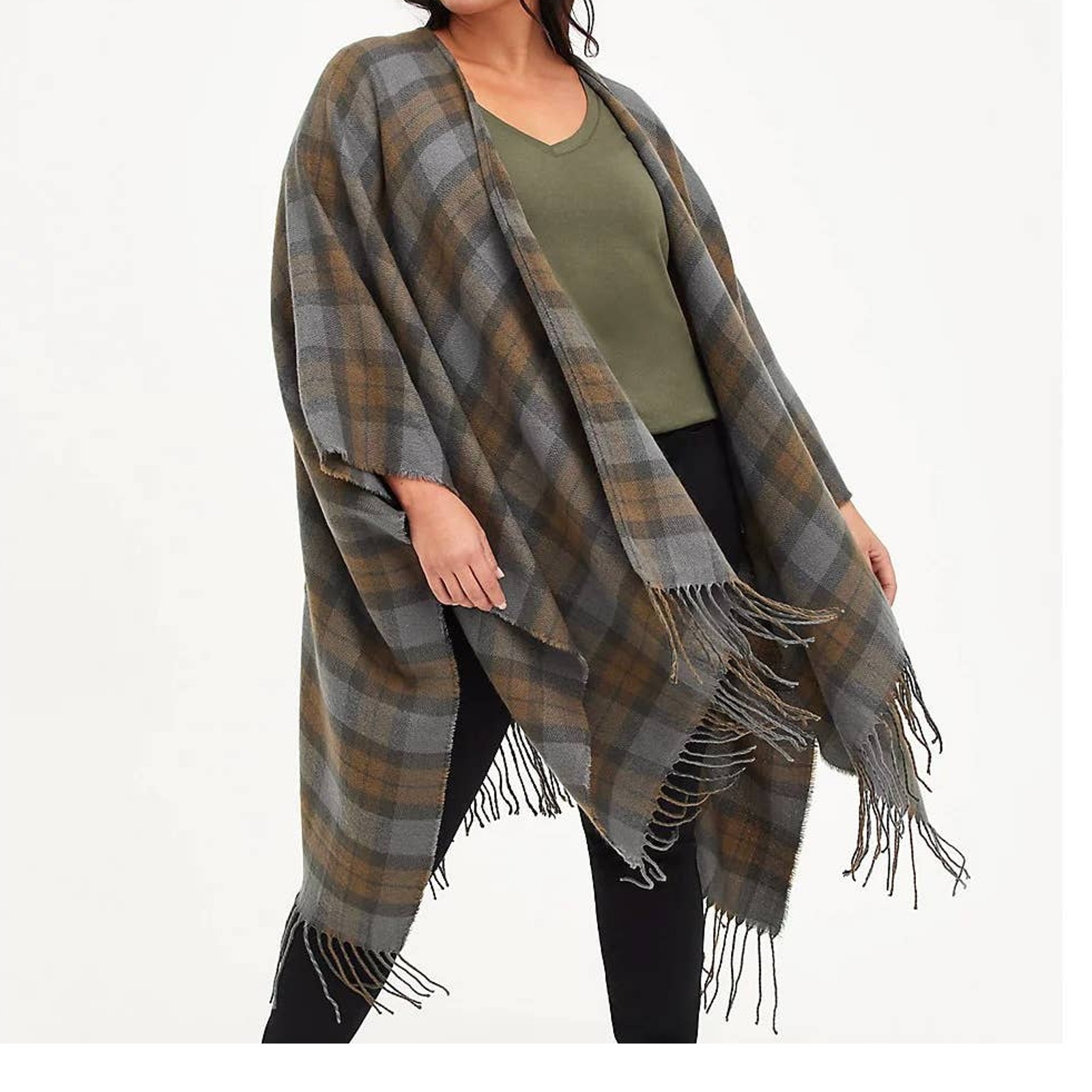 Torrid One Size Fits Most Outlander Tartan Plaid Open Front Cover Up Ruana Wrap