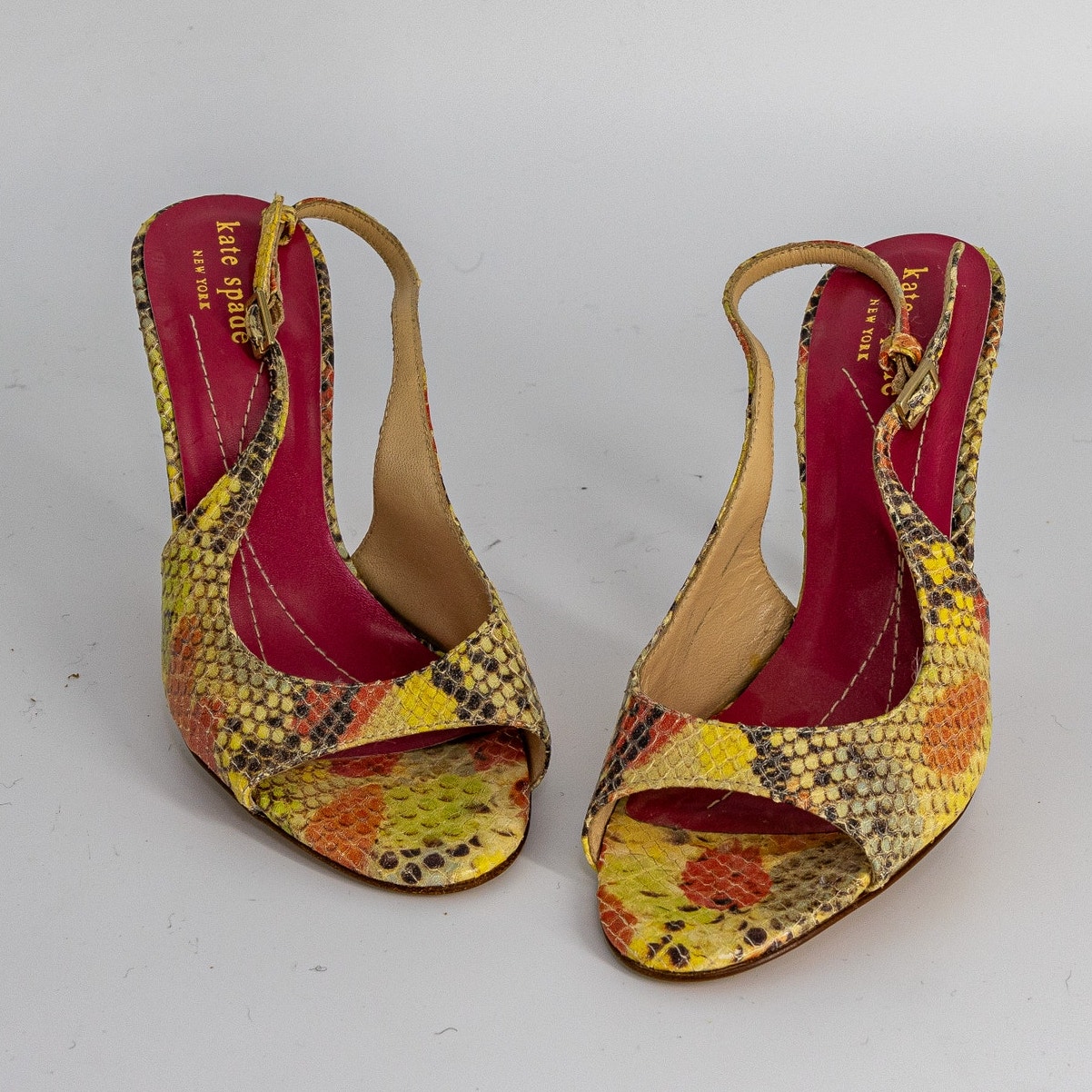 Kate Spade Python Snake Print Slingback Leather Heels Sz 5 Made in Italy, EUC